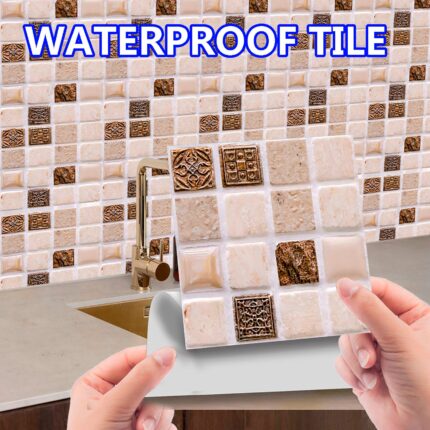 10pcs/set 3d Style Crystal Hard Tiles Ceramics Wall Sticker Kitchen Wardrobe Home Decor Art Mural Peel Stick Wall Decals#10